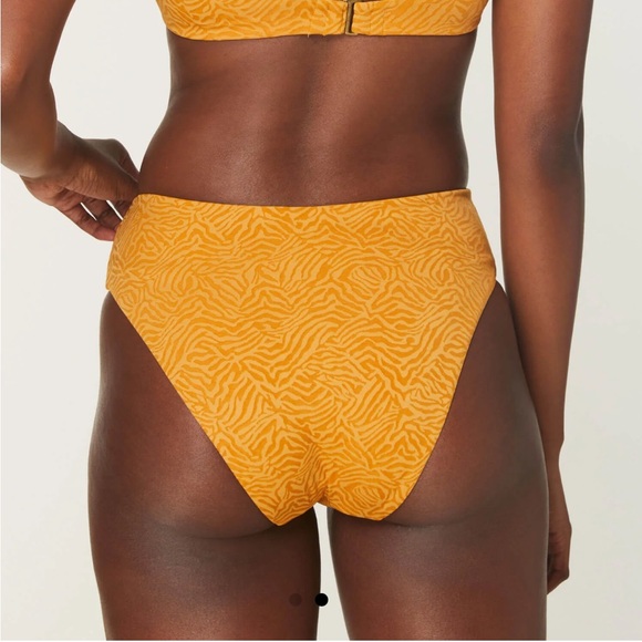 Andie The 90s High Waist Bikini Bottom - Zebra Jacuard - Topaz - Picture 2 of 4